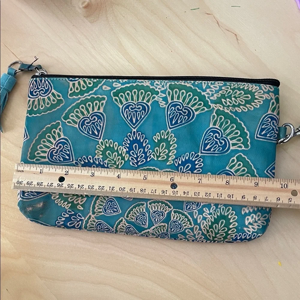 Teal and Navy Patterned Clutch padded
